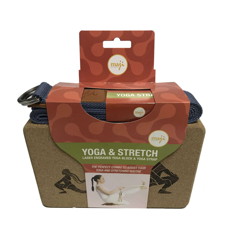 Load image into Gallery viewer, Laser Engraved Cork Yoga Block & Strap Combo