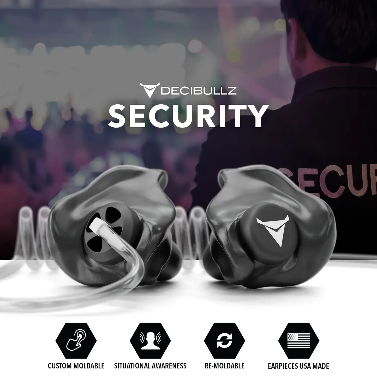 +Awareness Custom Molded Listen-Only Surveillance Acoustic Tube Headset