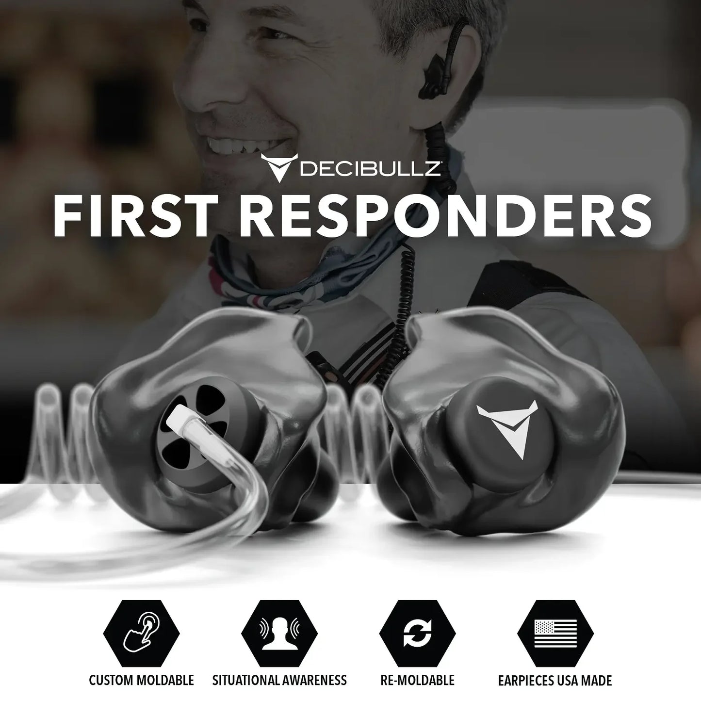 +Awareness Custom Molded Listen-Only Surveillance Acoustic Tube Headset