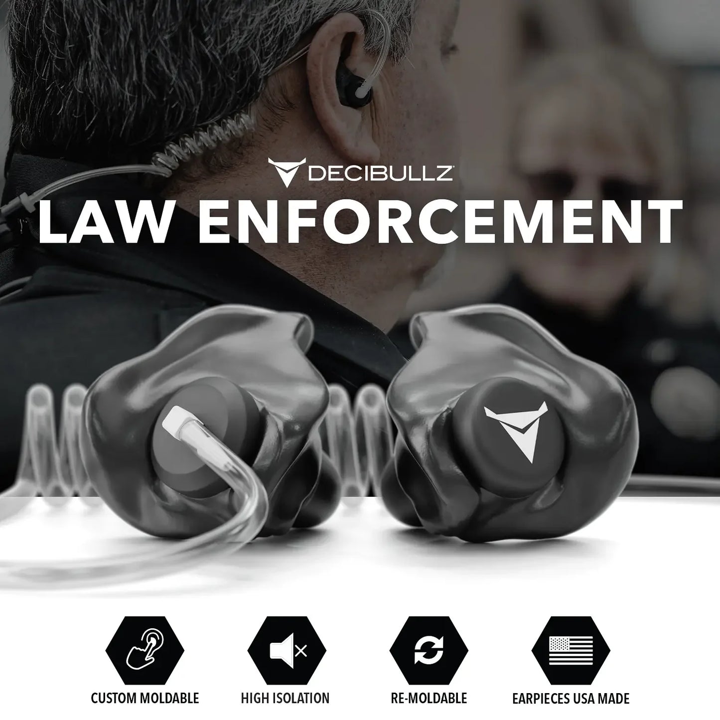 +Isolation Custom Molded Listen-Only Surveillance Acoustic Tube Headset