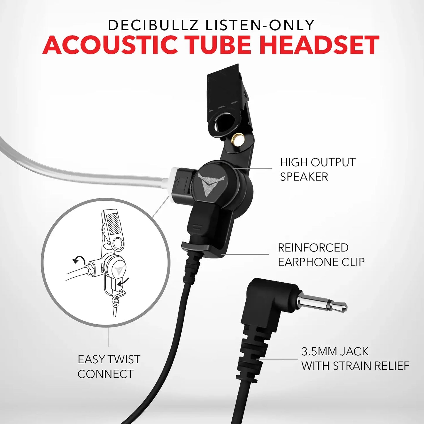 +Isolation Custom Molded Listen-Only Surveillance Acoustic Tube Headset