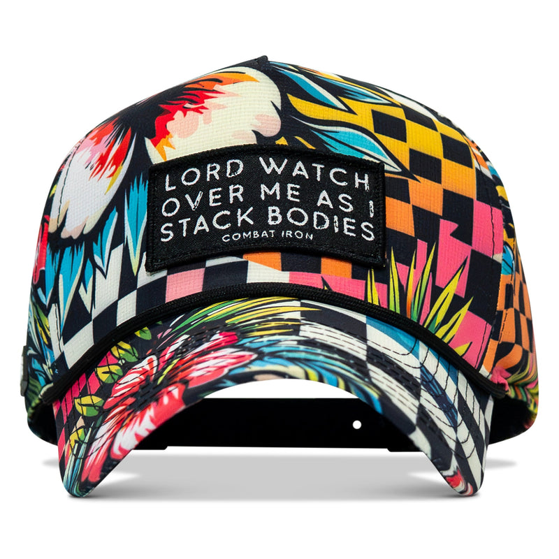 Load image into Gallery viewer, Lord Watch Over Me As I Stack Bodies Patch Waterproof Weekender Snapback