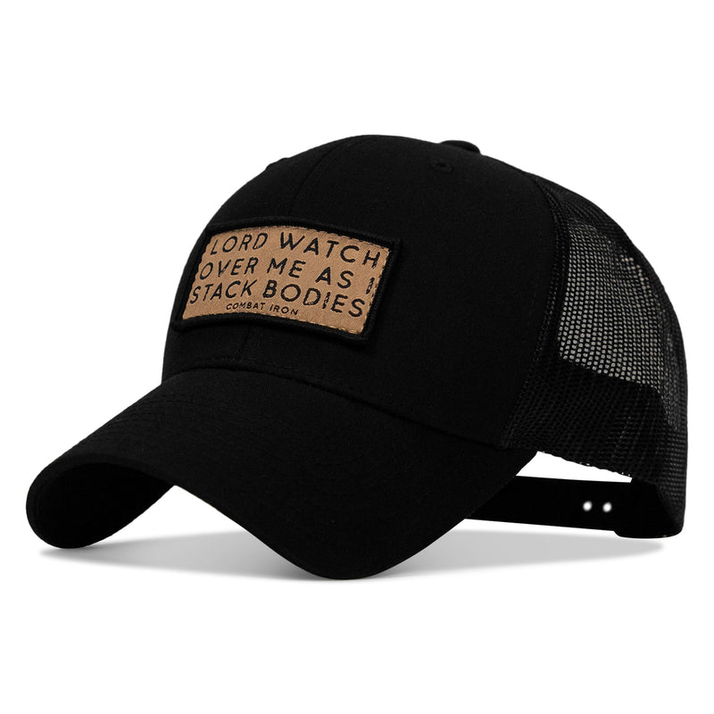 Load image into Gallery viewer, Lord Watch Over Me As I Stack Bodies Tan Patch Snapback Hat