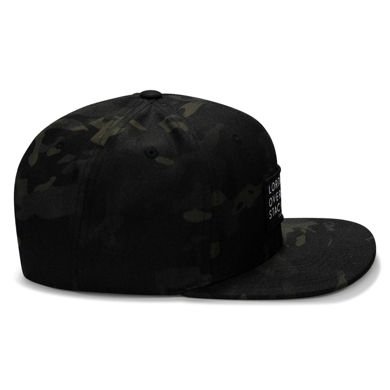 Load image into Gallery viewer, Lord Watch Over Me As I Stack Bodies Patch Flatbill SnapBack Hat