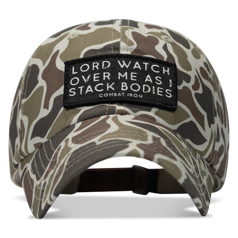Load image into Gallery viewer, Lord Watch Over Me As I Stack Bodies Patch Tactical Ripstop Mesh Snapback Hat