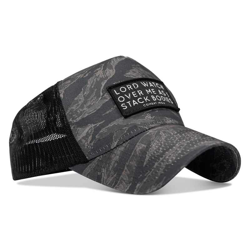 Load image into Gallery viewer, Lord Watch Over Me As I Stack Bodies Patch Five Panel Breacher Snapback Hat