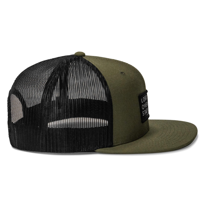 Load image into Gallery viewer, Lord Watch Over Me As I Stack Bodies Patch Flatbill SnapBack Hat