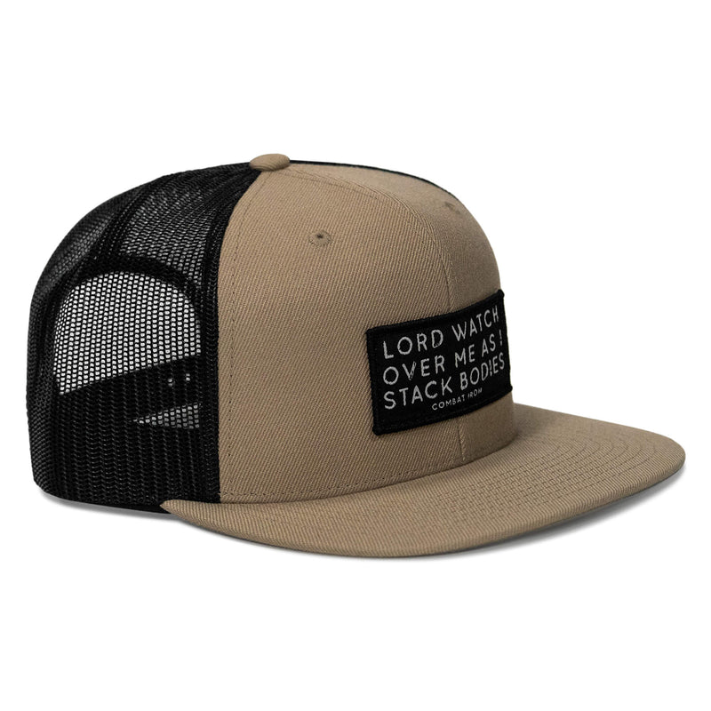 Load image into Gallery viewer, Lord Watch Over Me As I Stack Bodies Patch Flatbill SnapBack Hat