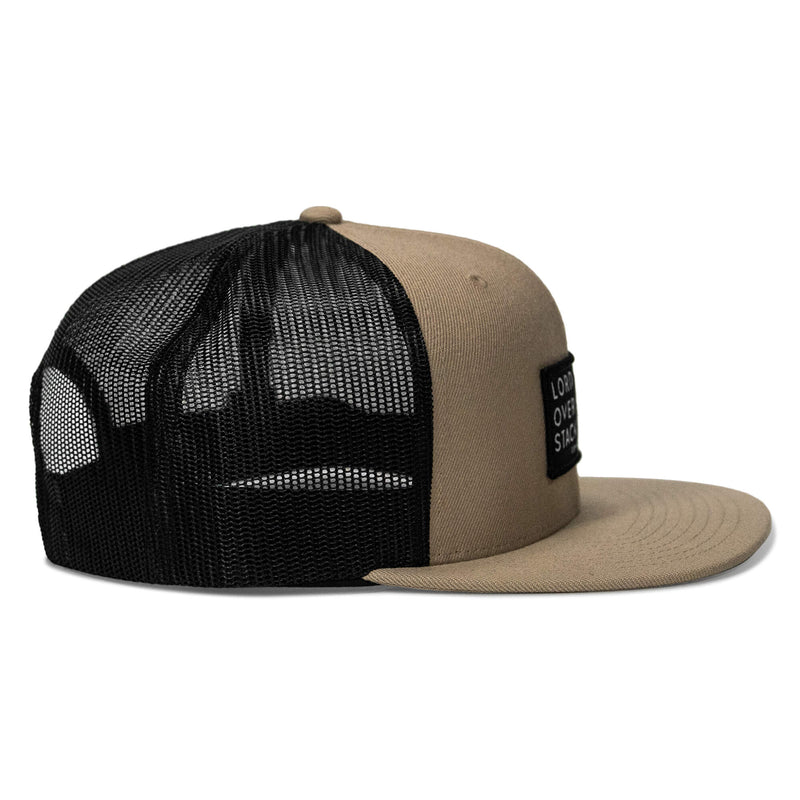 Load image into Gallery viewer, Lord Watch Over Me As I Stack Bodies Patch Flatbill SnapBack Hat