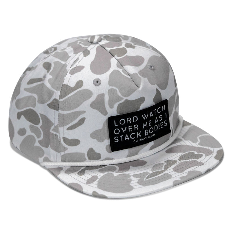 Load image into Gallery viewer, Lord Watch Over Me As I Stack Bodies Patch Flatbill Hat