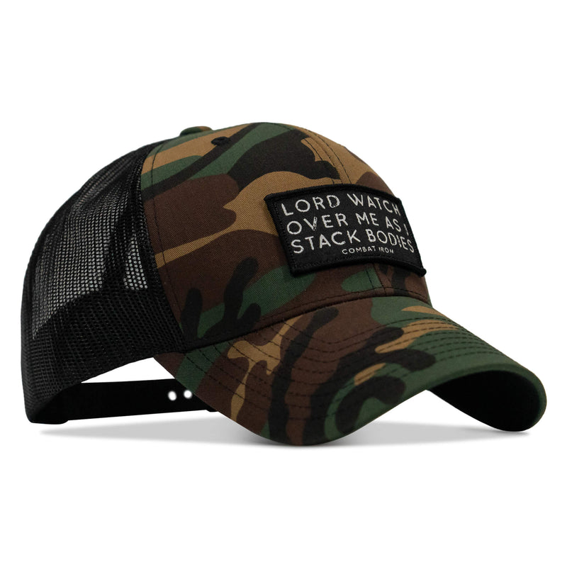 Load image into Gallery viewer, Lord Watch Over Me As I Stack Bodies Patch Snapback Hat