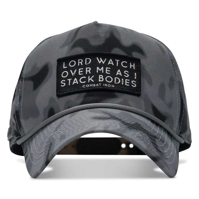 Load image into Gallery viewer, Lord Watch Over Me As I Stack Bodies Patch Waterproof Weekender Snapback