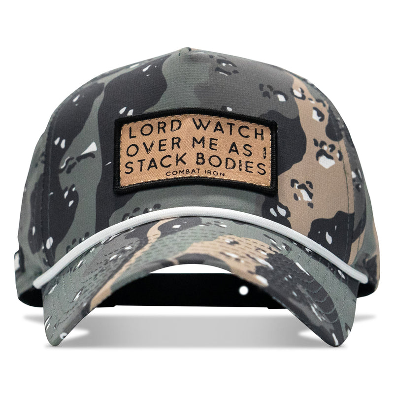 Load image into Gallery viewer, Lord Watch Over Me As I Stack Bodies (Tan) Patch Waterproof Weekender Snapback