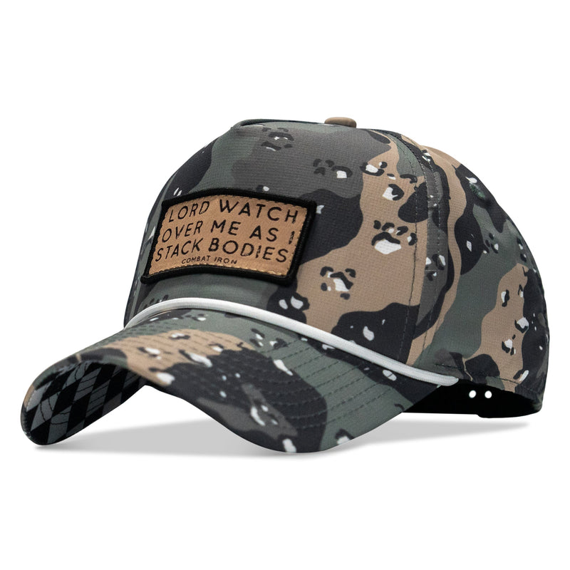 Load image into Gallery viewer, Lord Watch Over Me As I Stack Bodies (Tan) Patch Waterproof Weekender Snapback