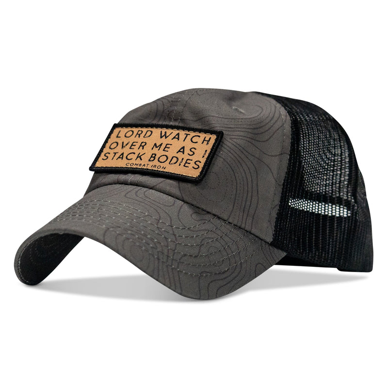 Load image into Gallery viewer, Lord Watch Over Me As I Stack Bodies Tan Patch Tactical Ripstop Mesh Snapback Hat