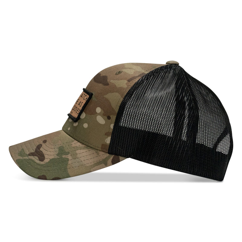 Load image into Gallery viewer, Lord Watch Over Me As I Stack Bodies Tan Patch Snapback Hat