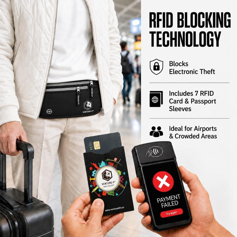 Load image into Gallery viewer, Travel Money Belt + RFID Sleeves