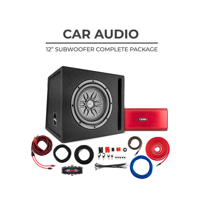 Load image into Gallery viewer, Bass Package 1 X SLC-MD12 In a Ported Box with S-1500.1/RD Amplifier and 4-GA Amp Kit 250 Watts Rms