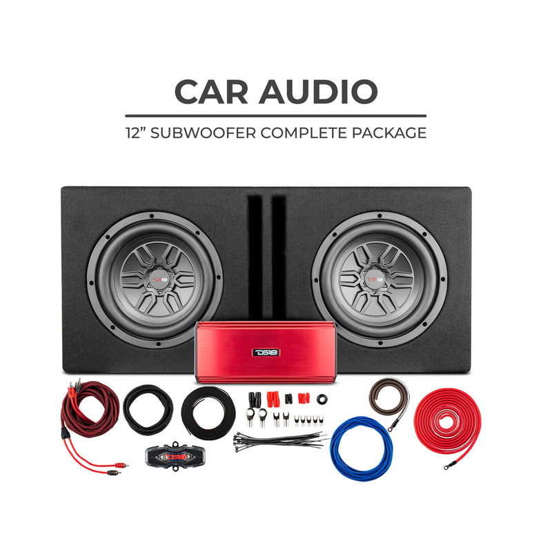 Load image into Gallery viewer, Bass Package 2 X SLC-MD12 In a Ported Box with S-1500.1/RD Amplifier and 4-GA Amp Kit 250 Watts Rms