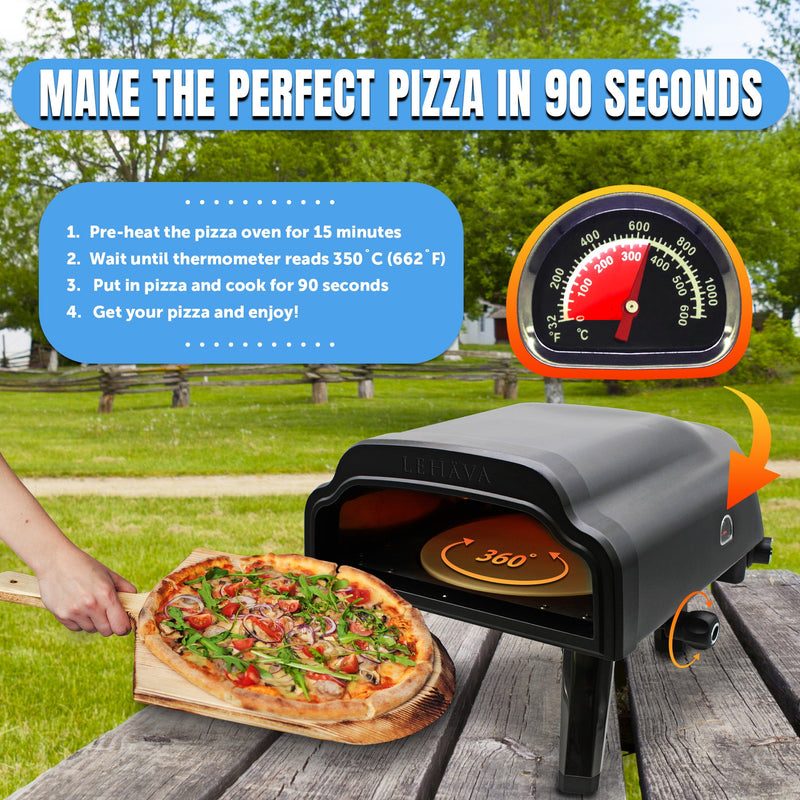 Load image into Gallery viewer, Flame King Outdoor Portable 14-inch Propane Pizza Oven Gas 360 Degree Rotating Stone