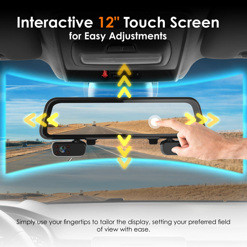 Load image into Gallery viewer, Rexing M4 4-CHANNEL MIRROR DASH CAM 12” Touch Screen Mirror Dash Cam, 1080p with GPS