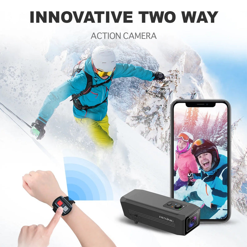 Load image into Gallery viewer, Rexing A1 Two Way Action Camera Front & Back 1080p@30fps with Wi-Fi Connect