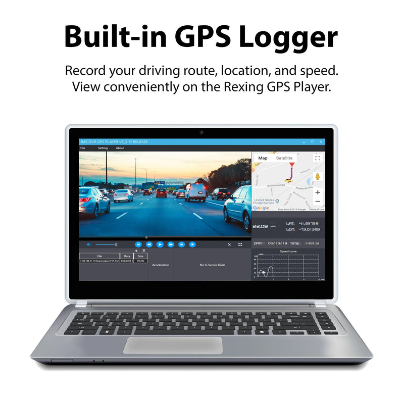Load image into Gallery viewer, Rexing V1P Pro Dual 1080p Full HD Front and Rear Dash Cam with Wi-Fi and Built-in GPS Logger