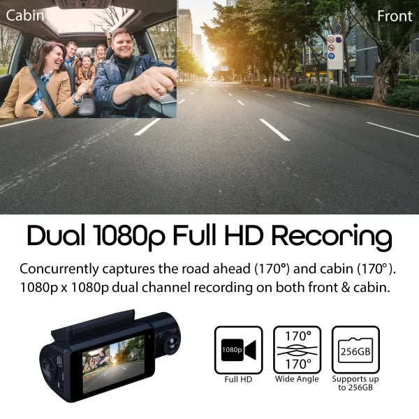 Load image into Gallery viewer, Rexing V3 Bundle Dual Camera Front and Inside Cabin Full HD 1080p with WiFi and Built-in GPS