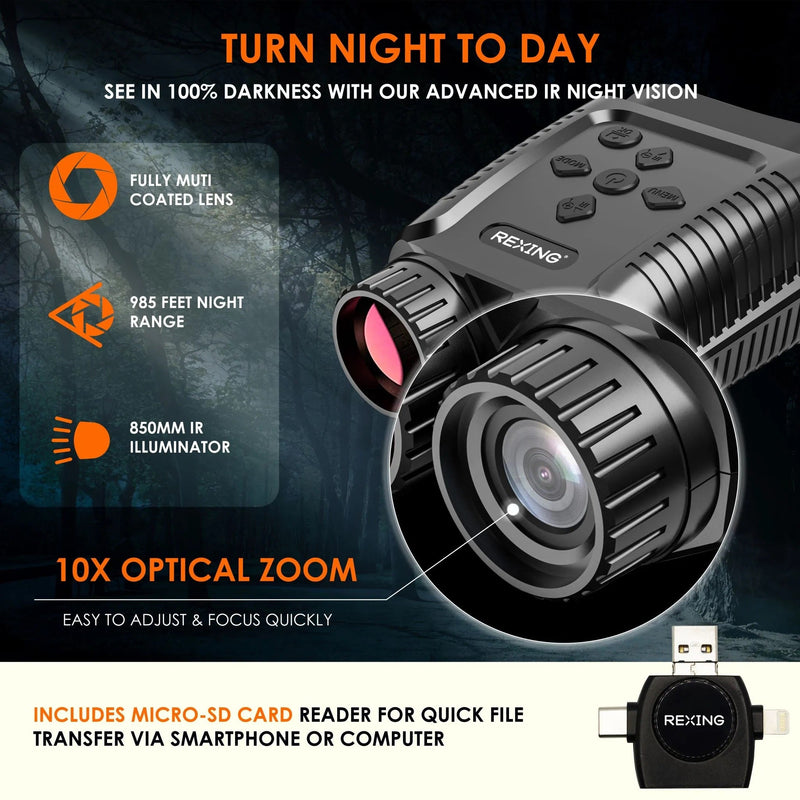 Load image into Gallery viewer, REXING B1 Mini – 1080p Night Vision Mini Digital Binoculars – Travel Infrared Binoculars Save Image And Video w/ Viewing Screen, High-Tech Hunting Gear