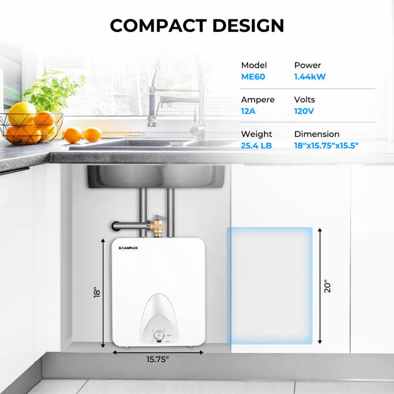 Load image into Gallery viewer, Camplux Electric Mini Tank Point of Use Water Heater 120V - 6.0 Gallon