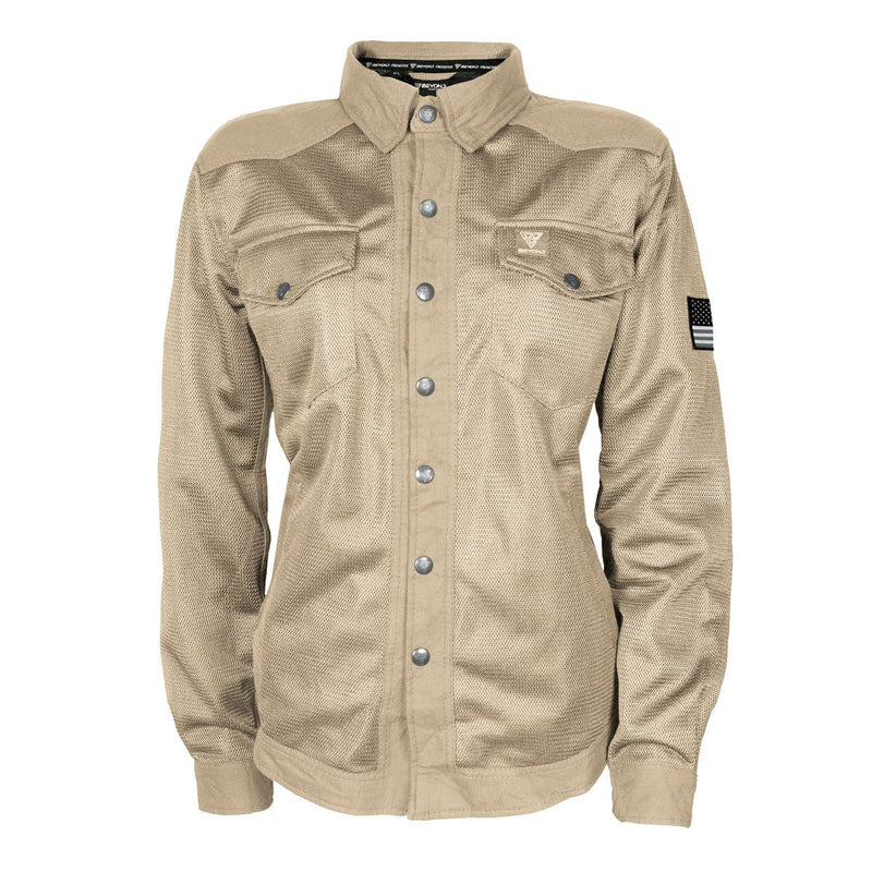 Load image into Gallery viewer, Protective Summer Mesh Shirt for Women - Khaki Solid with Pads