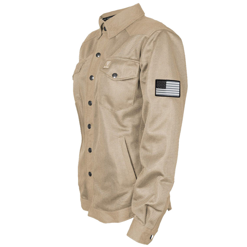 Load image into Gallery viewer, Protective Summer Mesh Shirt for Women - Khaki Solid with Pads