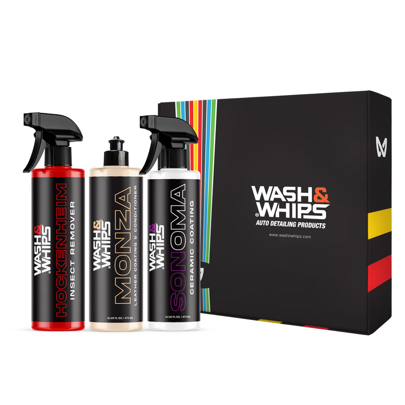 Load image into Gallery viewer, WASH&WHIPS MotoPro Motorcycle Detailing Kit - Bug Remover, Leather Care, Ceramic Spray