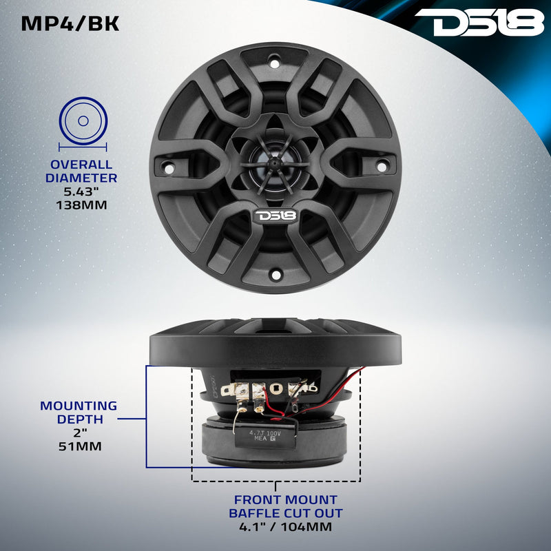Load image into Gallery viewer, MP 4" 2-Way Coaxial Marine Speaker 50 Watts Rms 4-Ohm