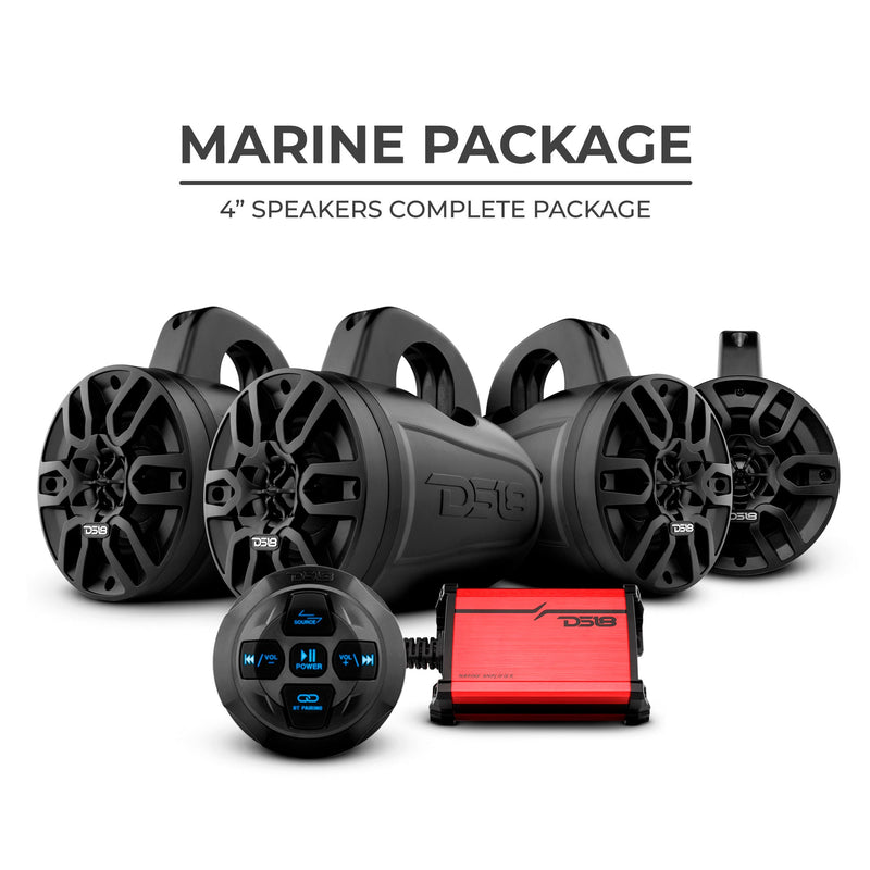 Load image into Gallery viewer, MP 4 x 4" Wakeboard Tower Speakers Package Amplifier And Bluetooth Audio Receiver 100 Watts Rms
