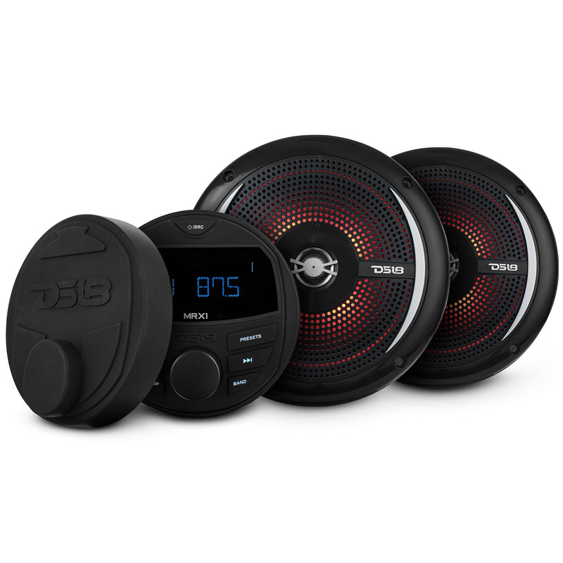 Load image into Gallery viewer, Marine and Powersports Headunit and 6.5" Marine Speaker Package (MRX1 and 2 X NXL-6SL/BK) - Black