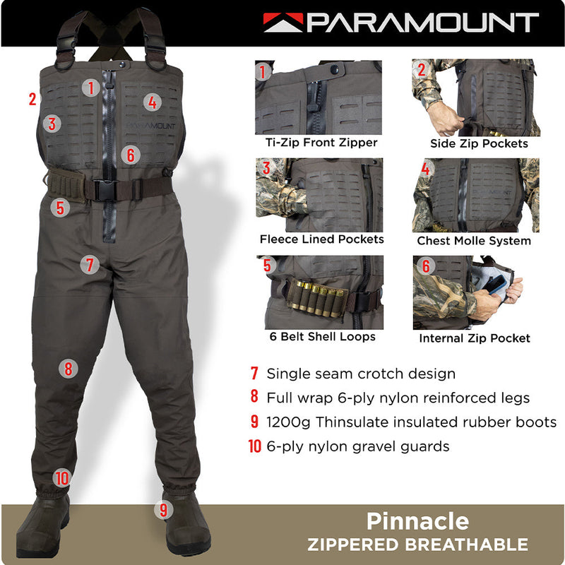 Load image into Gallery viewer, PINNACLE Zippered Breathable Camo Wader 1200g