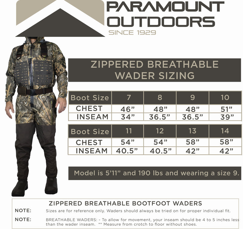 Load image into Gallery viewer, PINNACLE Zippered Breathable Camo Wader 1200g