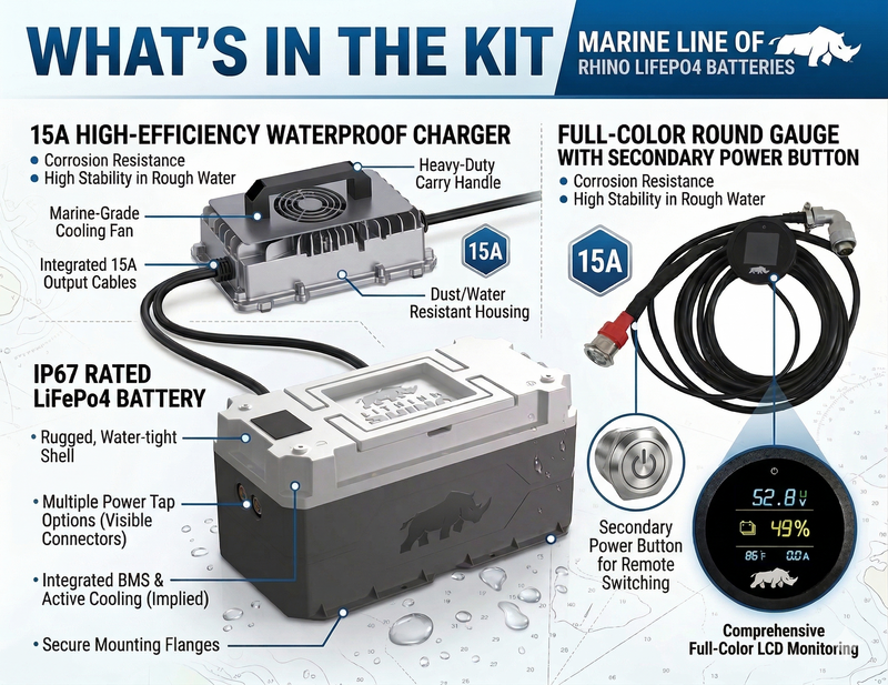 Load image into Gallery viewer, 36V 120Ah Lithium Rhino Marine LiFePO4 IP67 Conversion Kit