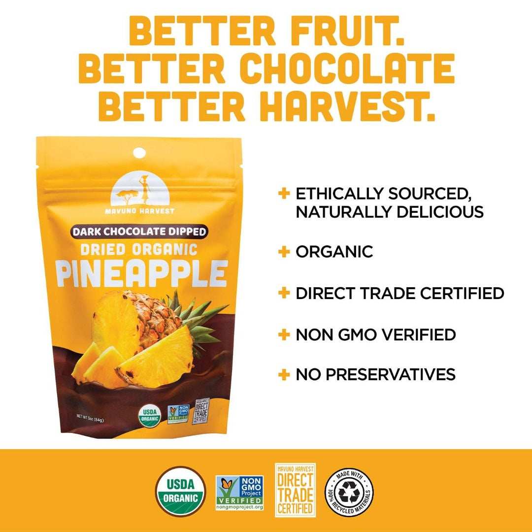 Organic Dried Pineapple Dipped in Dark Chocolate - Skoutley Outdoors LLC