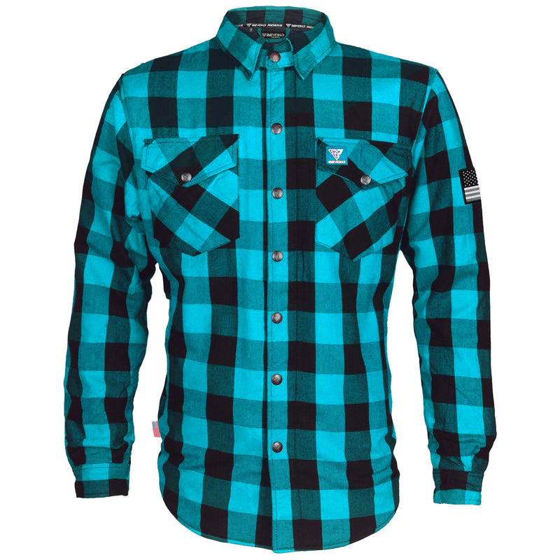 Load image into Gallery viewer, Protective Flannel Shirt - Aqua Blue Checkered
