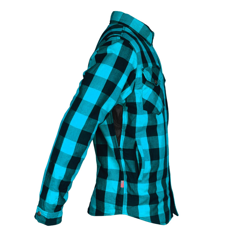 Load image into Gallery viewer, Protective Flannel Shirt - Aqua Blue Checkered