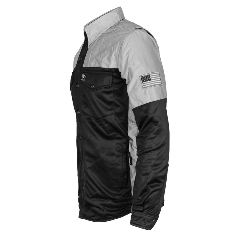Load image into Gallery viewer, Ultra Reflective Shirt "Alloy Eclipse" - Black and Silver with Pads