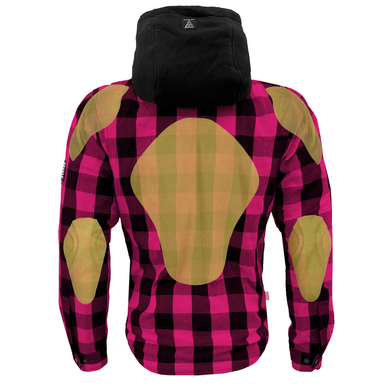 Load image into Gallery viewer, Protective Flannel Hoodie For Men - Pink and Black Checkered