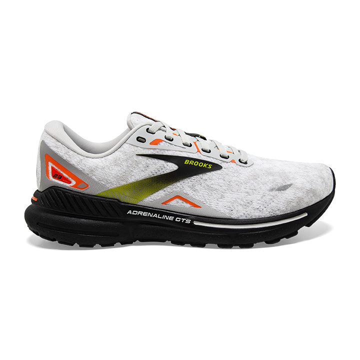 Men's Brooks Adrenaline GTS 23, Oyster/Black/Red Orange, 7 D Medium - Skoutley Outdoors LLC