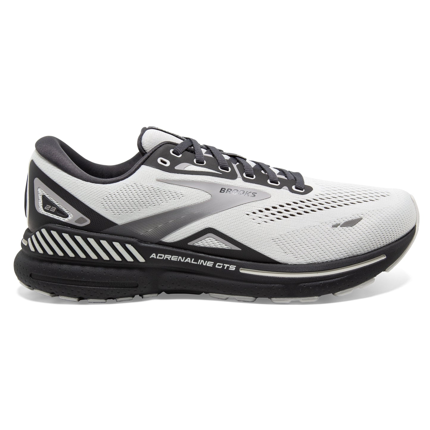 Men's Brooks Adrenaline GTS 23, Oyster/Ebony/Alloy, 7 D Medium - Skoutley Outdoors LLC
