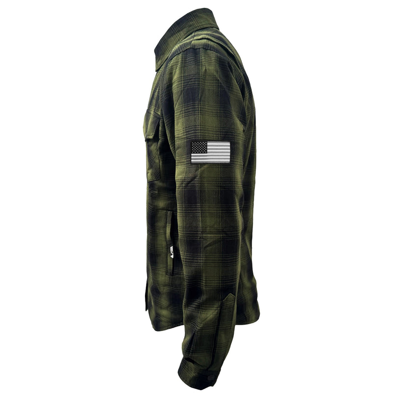 Load image into Gallery viewer, Protective Flannel Shirt For Men - Green and Black Plaid