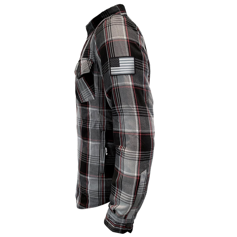 Load image into Gallery viewer, Protective Flannel Shirt For Men - Grey Black Red Checkered with Pads