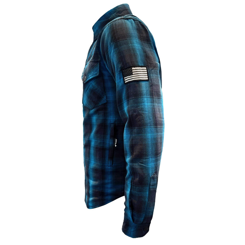 Load image into Gallery viewer, Protective Flannel Shirt For Men - Grey and Aqua Blue Plaid