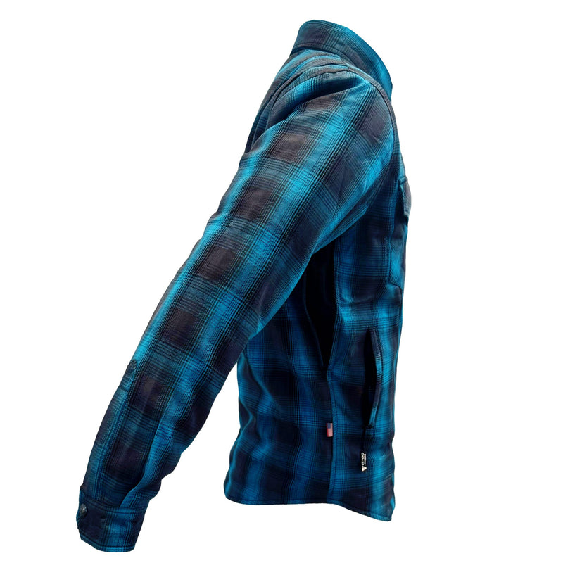 Load image into Gallery viewer, Protective Flannel Shirt For Men - Grey and Aqua Blue Plaid